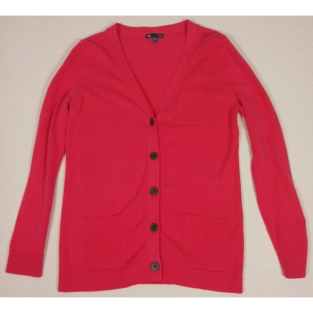 Gap Cardigan Sweater M Median Red Three pocket Cardigan Button up